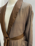 waist belt  vintage  Urban Village Vintage  urban village  tootal  silky  silk  pockets  pocket detail  pocket  patterned  pattern  mens  L  Jacket  brown  Belted waist  belted jacket  belted  belt detail  belt  70s  1970s