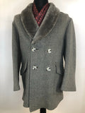 1970s Double Breasted Wool Coat in Grey - Size L