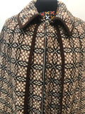 womens  welsh wool  welsh  waistcoat  vintage  two piece  tunic  tapestry  set  MOD  M  green  Gilet  Daffyd Snowdon Design  cape  brown  60s  1960s