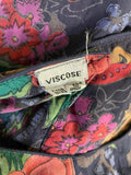 womens  vintage  tunic top  smock dress  smock  One Size  multi  kaftan  indian print  Indian  hippie  floral print  festival  boho  bohemian  Blue  8  70s  1970s  18  16  14  12  10