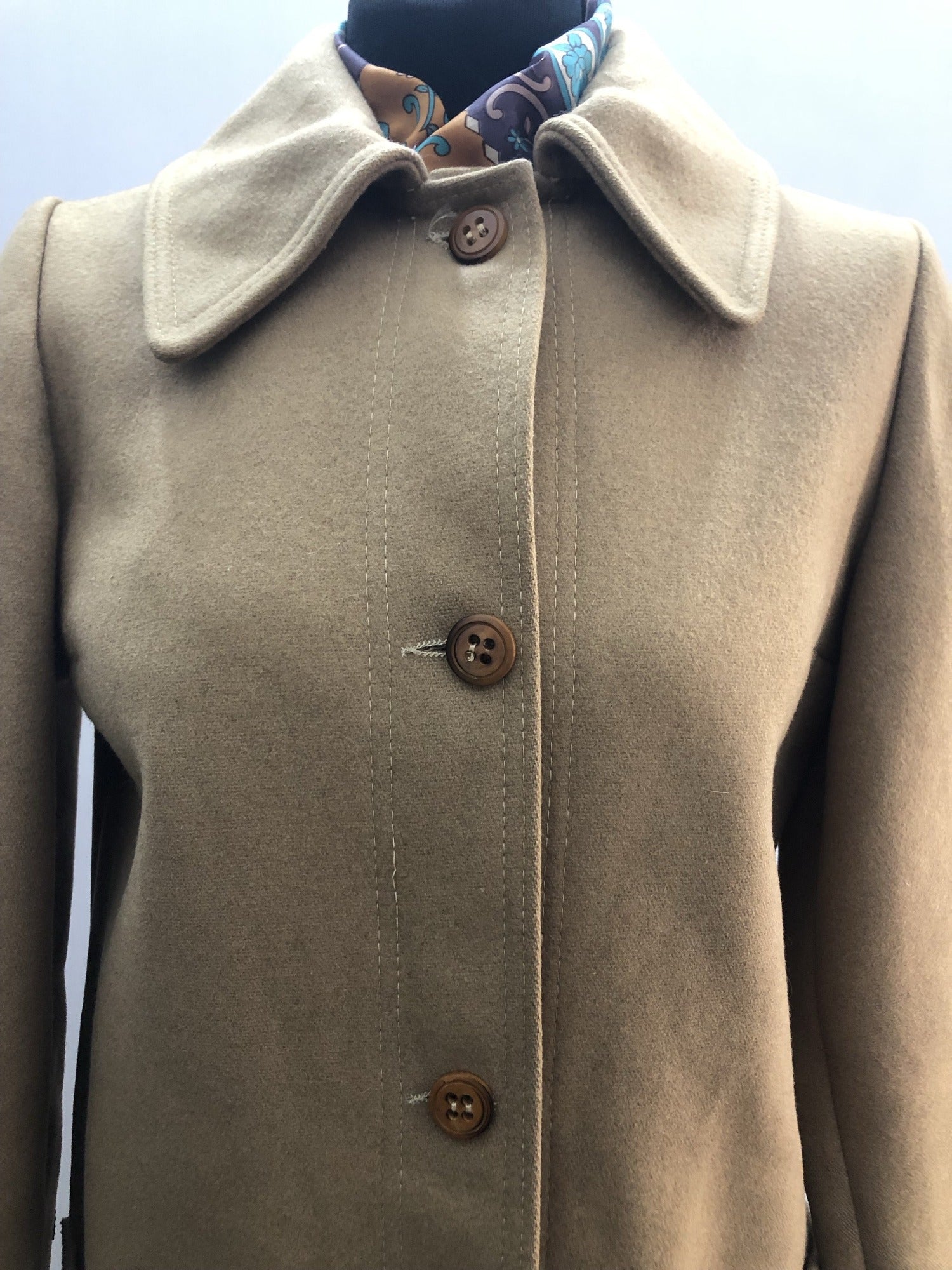 1960s Wool Coat by Michel Beaudouin - Size UK 12 - 12
