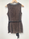 womens jacket  womens coat  womens  waistcoat  vintage  vest  Urban Village Vintage  summer  Suede Jacket  Suede  Leather trim  Jacket  dark brown  button fastening  brown  8  70  1970s