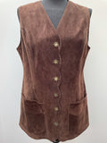 1960s Suede Tunic Waistcoat with Scalloped Edge - Size 14