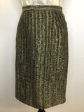 1970s Metallic Striped Skirt in Gold - Size UK 8