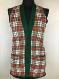 1970s Check Knitted Waistcoat by Courtelle - Size UK 10