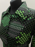 womens  vintage  Urban Village Vintage  urban village  tunic top  tunic  pointed collar  large collar  green  geometric  dagger collar  collar  black  70s  1970s  14  Online store