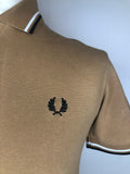 vintage  Urban Village Vintage  urban village  top  short sleeved  short sleeve  shirt  S  polo  MOD  mens  Logo design  logo  Fred Perry  fred  embroidered logo  button  brown