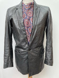 vintage  Urban Village Vintage  urban village  soft leather  shortcut  short  retro  pockets  mens  M  long sleeve  Leather Jacket  Leather Coat  Leather  Jacket  button front  button  Black Leather  black  70s style  70s  1970s