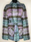 wool  womens  waist belt  vintage  Urban Village Vintage  urban village  tie waist belt  purple  mohair  mod  m  long cape  checkered  checked  check  Cape Coat  cape  Blue  Andrew Stewart  60s  1960s