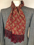 womens  vintage  Urban Village Vintage  urban village  tootal  retro  red  Paisley Print  paisley inspired  paisley  made in england  fringing  fringed  fringe  cream  burgundy  60s  1960s