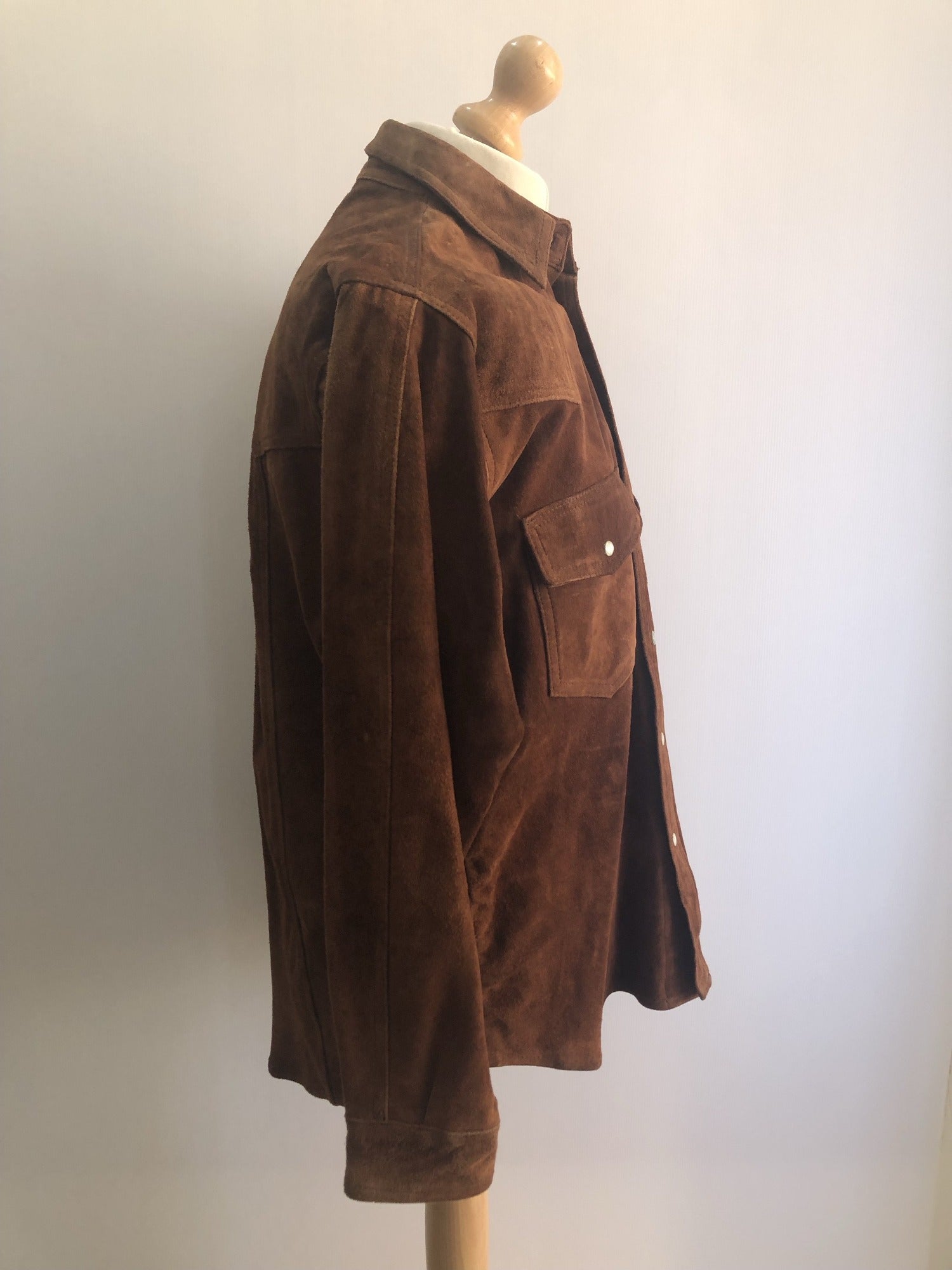 1970s Western Suede Shirt Jacket Size L Mens Vintage Clothing