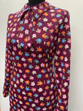 zip  womens  vintage  Urban Village Vintage  urban village  retro  purple  neck tie  MOD  midi dress  midi  long sleeves  long sleeved  long sleeve  high neck  floral print  floral dress  floral  dress  collared dress  collared  collar dress  collar  co-op  back zip  60s  1960s  12