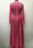 womens  vintage  Urban Village Vintage  urban village  shine  retro  pink  MOD  maxi dress  maxi  made in england  long sleeves  long sleeved  long sleeve  high neck  Frank Usher  evening dress  evening  dress  disco  crew neck  70s  10
