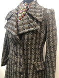 Young Jaeger womens vintage stripes long coat double breasted coat double breasted coat chevrons brown black 70s 1970s 12 urban village vintage