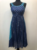 1970s Metallic Silver Stripe Dress by Jasmine - Size 8