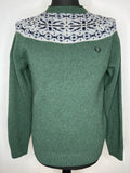 Wool Blend  wool  vintage  Urban Village Vintage  urban village  sweater  square pattern  mod  mens  logo  L  knitwear  knitted  knit  jumper  Green  Fred Perry  Fairisle Pattern  fairisle  fair isle  embroidered logo