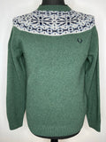 Fred Perry Wool Blend Fairisle Patterned Jumper in Green - Size L
