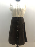 1970s Suede A-Line Skirt in Brown - Size UK 8