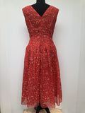 womens  vintage  swing dress  retro  Red  MOD  midi dress  midi  long sleeve  jonell  fitted waist  dress  70s  1970s  10