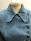 womens jacket  womens  vintage  Urban Village Vintage  urban village  two piece  smart dress  side button fastening  MOD  Light Blue  Harella  decorative pockets  crop jacket  button up  button fastening  blue  blazer jacket  Blazer  8  60s  60  1960s  1960