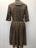 womens  vintage  Urban Village Vintage  short sleeved  multi  dress  collared  check  50s