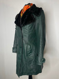 woodstock  womens  Winter Coat  vintage  vegan jacket  vegan  Urban Village Vintage  urban village  shearling  penny lane  long sleeve  Jacket  hippy  hippie  Green  Faux Leather  coat  borg collar  borg  boho  70s  60s  1970s  1960s  10