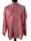 Vintage 1970s Striped Metallic Shirt in Red by Louis Philippe - Size L