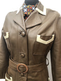 womens  vintage  Leather Jacket  Leather detailing  Leather Coat  Leather  coat  blue  60s  1960s  10
