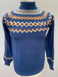 vintage  Urban Village Vintage  urban village  retro  polo neck  patterned  pattern  orange  mens  long sleeves  Long sleeved top  long sleeve  light knit  knitwear  knitted  knit  Fairisle Pattern  fairisle  blue  70s  1970s