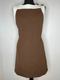 Vintage 1960s Button Detail Mini Mod Dress in Brown and White by Horrockses Fashions - Size UK 12