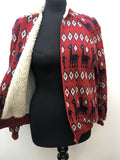 womens  vintage  Urban Village Vintage  Red  patterned  pattern  long sleeve  knitwear  knitted  knit  cardigan  blue  Alpaca  70s  1970s  12