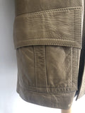 vintage  Urban Village Vintage  urban village  safari style  Safari jacket  safari  retro  pockets  mens  long sleeves  long sleeve  leather stitch  Leather Jacket  Leather Coat  Leather  L  Jacket  decorative buttons  collar  coat  button  brown leather  brown  big collar  70s  70  1970s