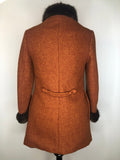 petite  wool  womens jacket  womens coat  womens  vintage  Urban Village Vintage  urban village  retro  mohair  mink fur cuffs  mink fur collar  Kaunotar  Finn Fashion  coat  brown  8  60s  6-8  6