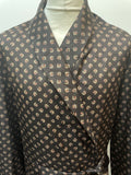 vintage  Urban Village Vintage  urban village  tootal  smoking jacket  silky  silk  pockets  Paisley Print  paisley inspired  paisley  mens  made in britain  long sleeves  Long sleeved top  long sleeved  long sleeve  dark brown  belted jacket  belted  belt detail  belt  70s  60s  1970s  1960s
