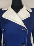 womens  vintage  Urban Village Vintage  navy  MOD  mini dress  large rounded collar  dress  double breasted  blue  back zip  8  60s  1960s