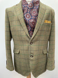 vintage  Urban Village Vintage  retro  pockets  mens  L  Jacket  Green  Cotton  coat  checkered  checked  check lining  check coat  check  button down  blazer jacket  Blazer  70  3 button  1970s