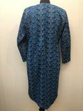 womens  vintage  Urban Village Vintage  retro  patterned  dress  collar  button front  blue  60s  1960s  14