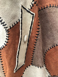 womens  western  vintage  S  poncho  penny collar  patchwork  navajo  Multi  leather  hooded  hippy  fringed  cream  coat  cape  brown  boho  bohemian  70s  60s  1970s  1960s urban village vintage
