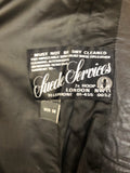 womens jacket  womens  vintage  Urban Village Vintage  rabbit  leather  fur collar  fitted  black  70s  1970s  10