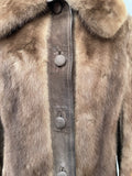 womens  vintage  Urban Village Vintage  urban village  Suede Jacket  Suede  s. jaffs furs ltd  real fur  mink  long sleeve  lining  fur  collar  brown  big collar  50s style  50's  1950s  12