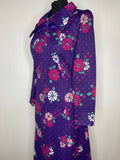 womens  vintage  velvet  Urban Village Vintage  urban village  purple dress  purple  pointed collar  party dress  maxi dress  maxi  long sleeve  long length dress  large collar  dress  daisy  collar  bow  70s  1970s  12