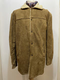 Mens 1970s Brown Suede Sherpa Faux Sheepskin Jacket - Size Large