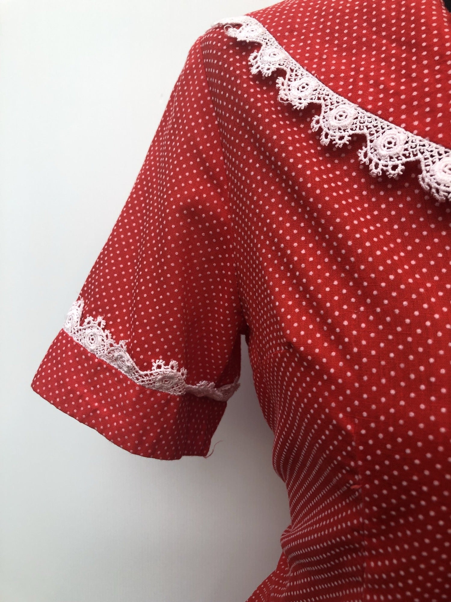 1950s Polka Dot Dress in Red - Size 10 - Urban Village Vintage UrbanVillageVintage 1950s Polka Dot Dress in Red - Size 10 - Urban Village Vintage UrbanVillageVintage