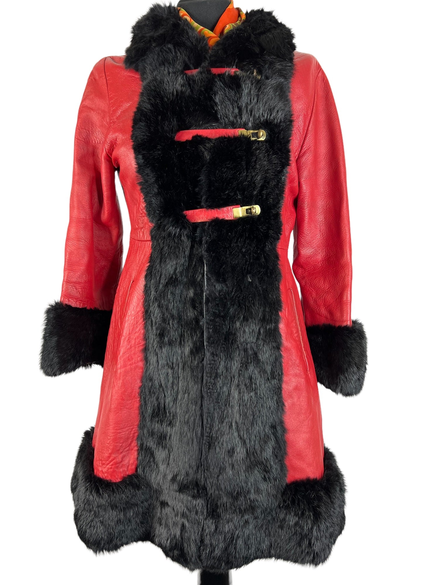 womens  winter warmer  Winter Coat  winter  vintage fur  vintage  UK  twist lock  style  red leather  red  real fur  long coat  Leather Coat  Leather  ladies  fur trims  festive  fashion  Coney Fur  coat  clothing  clothes  christmassy  christmas  black coney fur  autumnal  autumn  70s  1970s  10