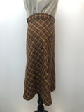 womens  vintage  Urban Village Vintage  urban village  Skirts  skirt  check skirt  brown  a line  70s  1970s  10