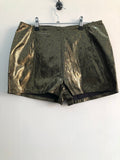 Vintage Gold Wet Look High Waisted Shorts by Phaze - Size UK 8