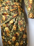 zip  wrap skirt  womens  vintage  Urban Village Vintage  urban village  summer dress  rose  midi dress  green  floral print  floral dress  floral  dress  cotton  brown  belted  50s  1950s  14