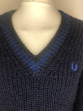 wool  vintage  V-Neck  Urban Village Vintage  urban village  sweater  pullover  navy  MOD  mens  m  logo  knitwear  knitted  knit  jumper  Fred Perry  embroidered logo  blue