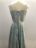 womens  vintage  Urban Village Vintage  strappy dress  ocassion  floral dress  evening wear  evening dress  dress  blue  8  50s  1950s