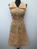 1960s Floral Patterned Dress - Orange and Yellow - Size 14